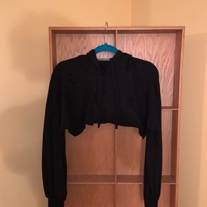 Distressed cropped hoddie